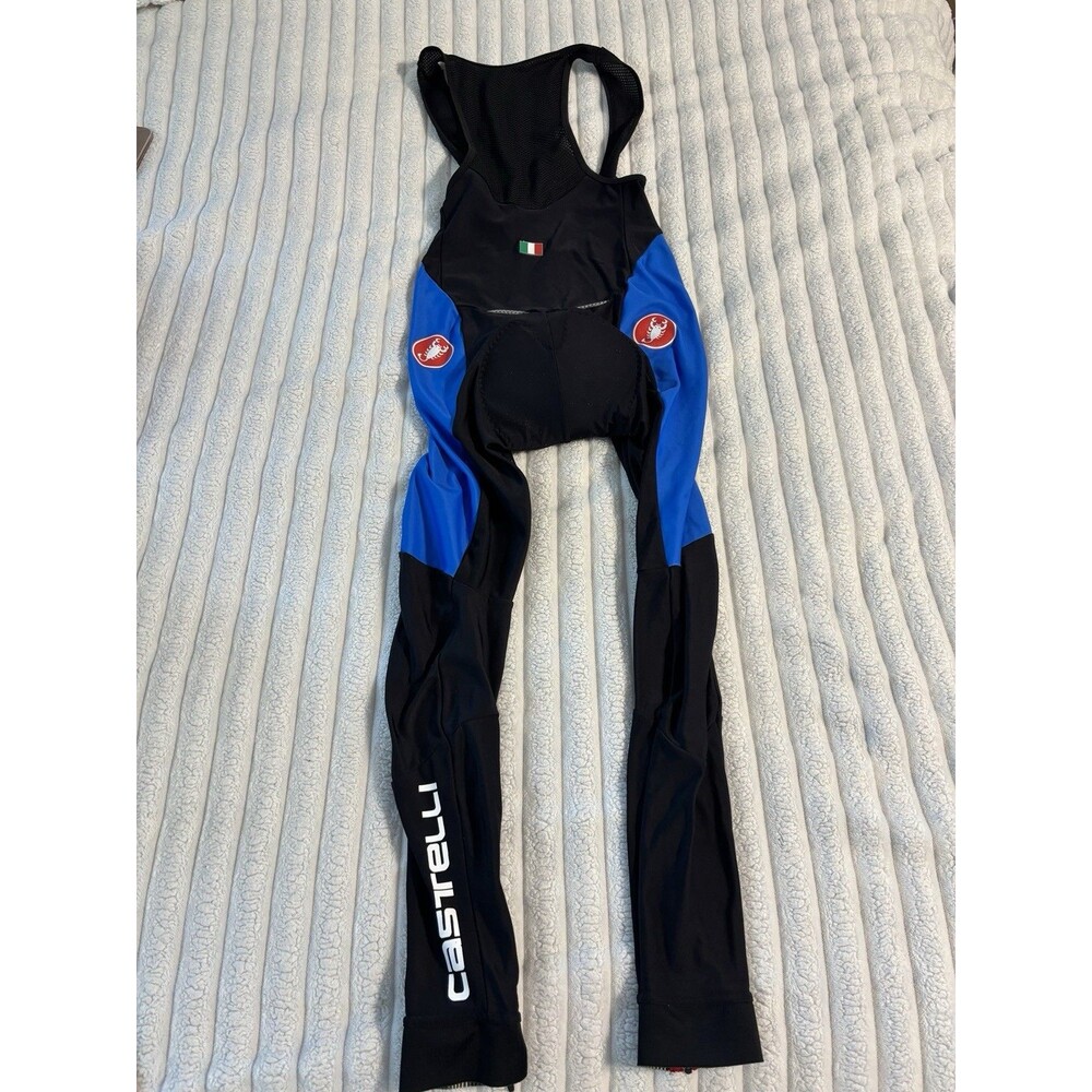 Castelli Velocissimo 3 Bib tight Cycling Pants Padded Mens Large Blue Black